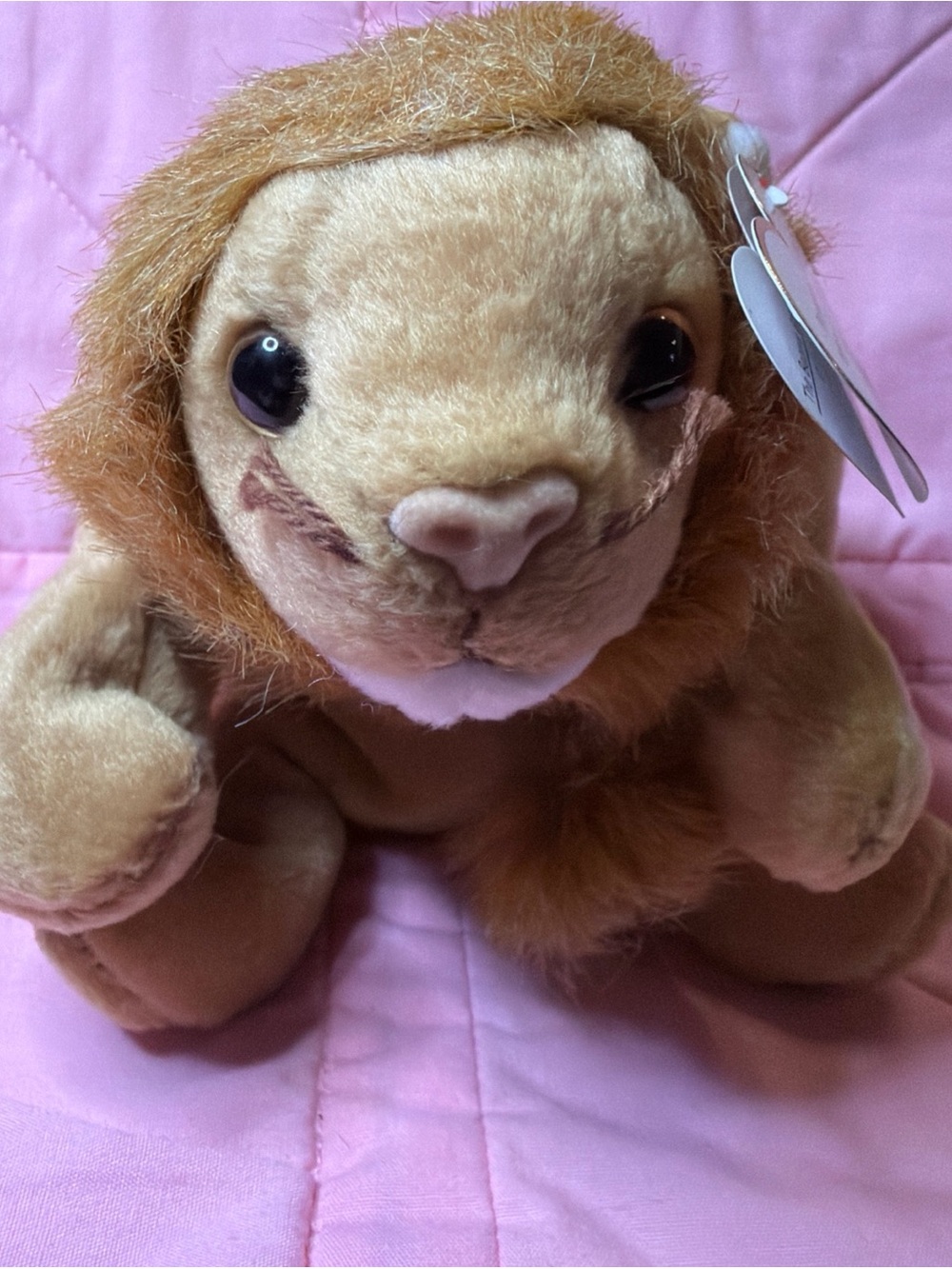 VTG TY Original Beanie Baby Roary The Lion 1996 Plush Animal Stuffed Toy Retired